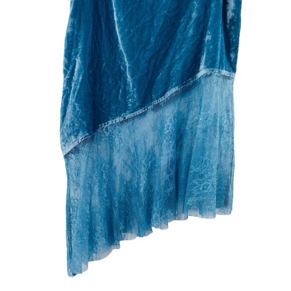 NWT - Free People My Lacey Velvet Midi Skirt Blue Mountain Top Size: 0 - Picture 5 of 7
